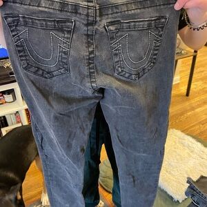 True Religion Women's Black Jeans- Mid Rise Super Skinny